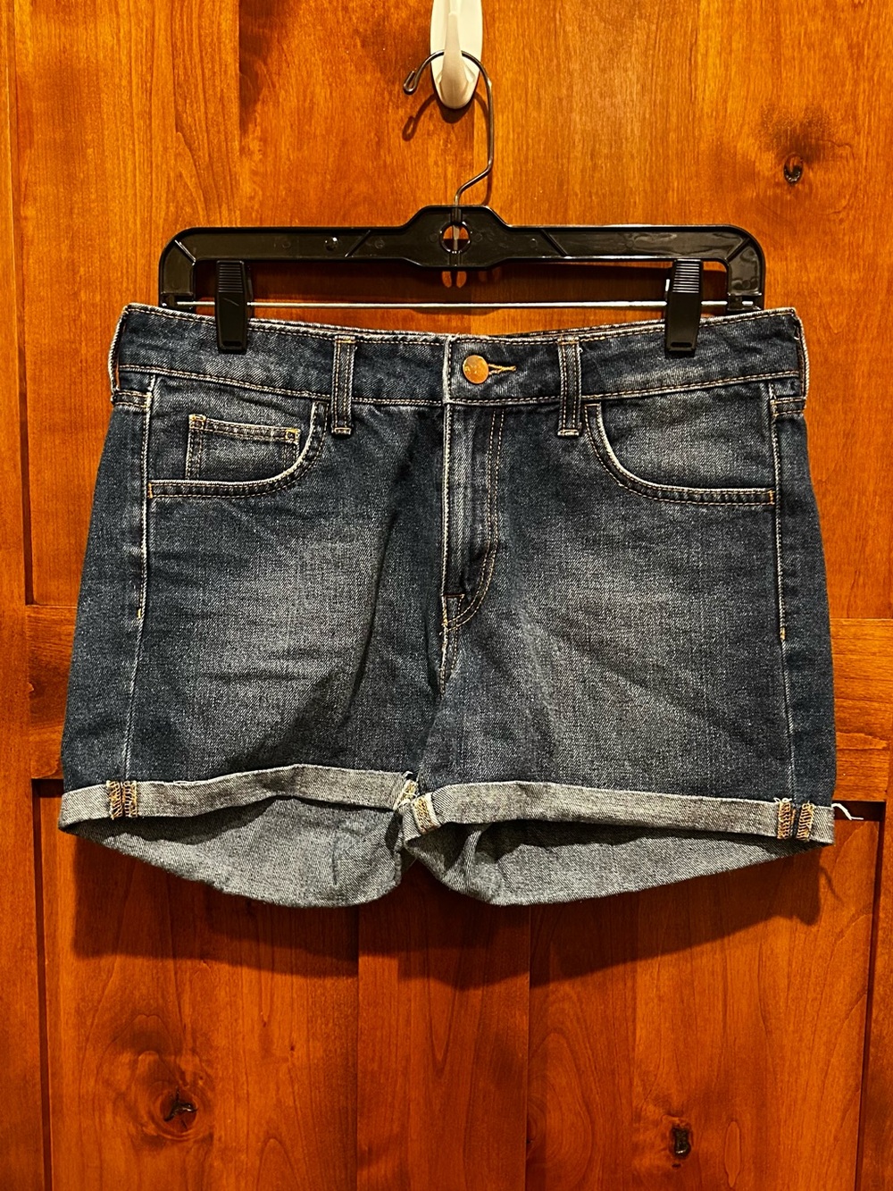 Women's Dark Blue Rolled Hem Denim Shorts